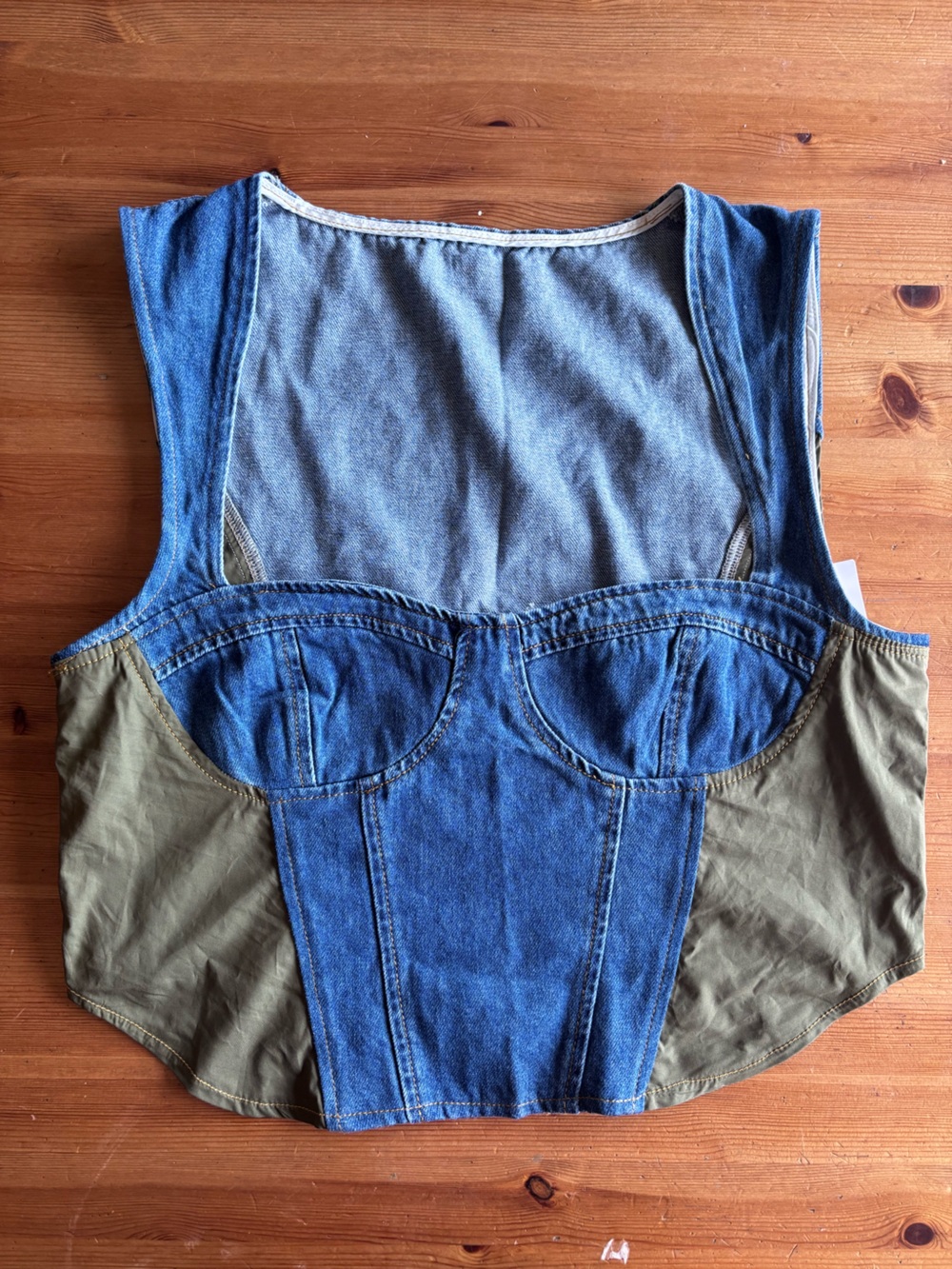 Denim and Olive Relaxed Women’s Crop Top